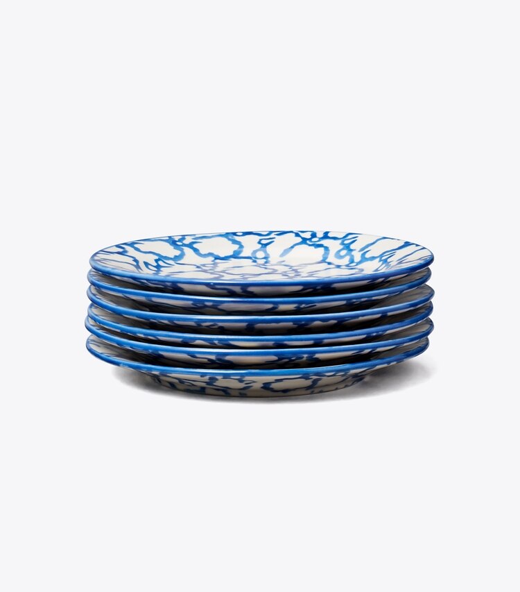 Tory Burch designer tabletop & drinkware Spongeware Canape Plate, Set of 6 in Blue group