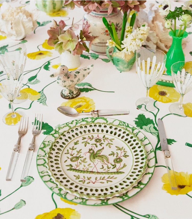 Tory Burch designer tabletop & drinkware Spongeware Dinner Plate, Set of 2 in Green/Smoke Ring editorial