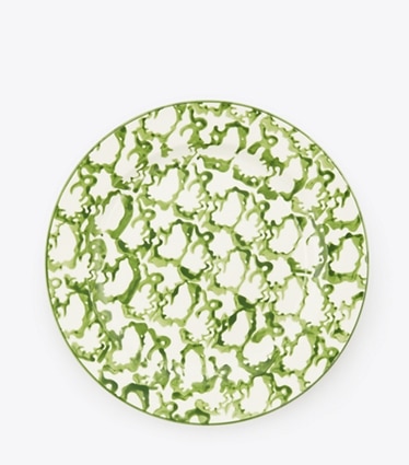 Tory Burch designer tabletop & drinkware Spongeware Dinner Plate, Set of 2 in Green/Smoke Ring front