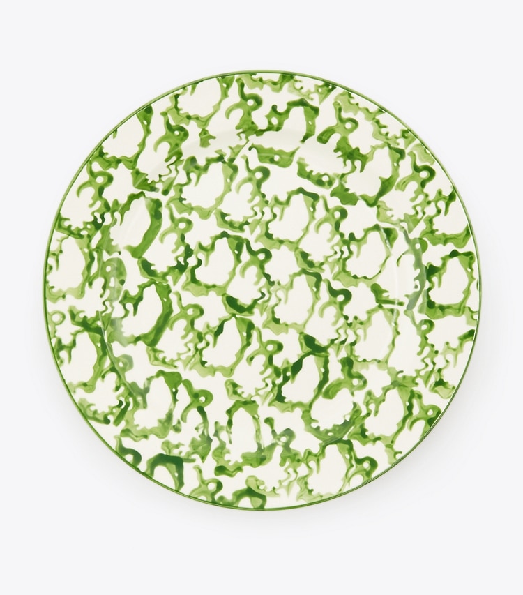 Tory Burch designer tabletop & drinkware Spongeware Dinner Plate, Set of 2 in Green/Smoke Ring front
