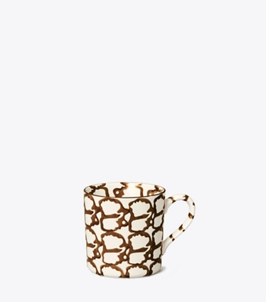 Tory Burch designer tabletop & drinkware Spongeware Mug, Set of 4 in Brown/Smoke Ring front