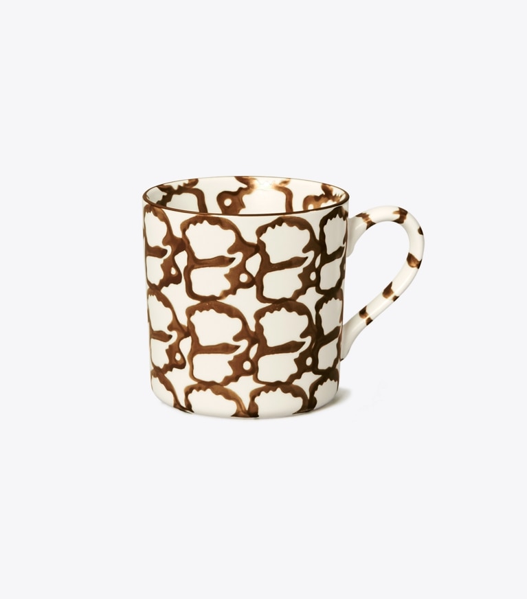 Tory Burch designer tabletop & drinkware Spongeware Mug, Set of 4 in Brown/Smoke Ring front