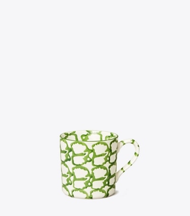 Tory Burch designer tabletop & drinkware Spongeware Mug, Set of 4 in Green/Smoke front