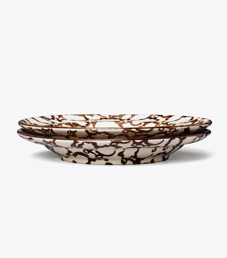 Tory Burch designer tabletop & drinkware Spongeware Rim Soup Bowl, Set of 2 in Brown / Smoke group
