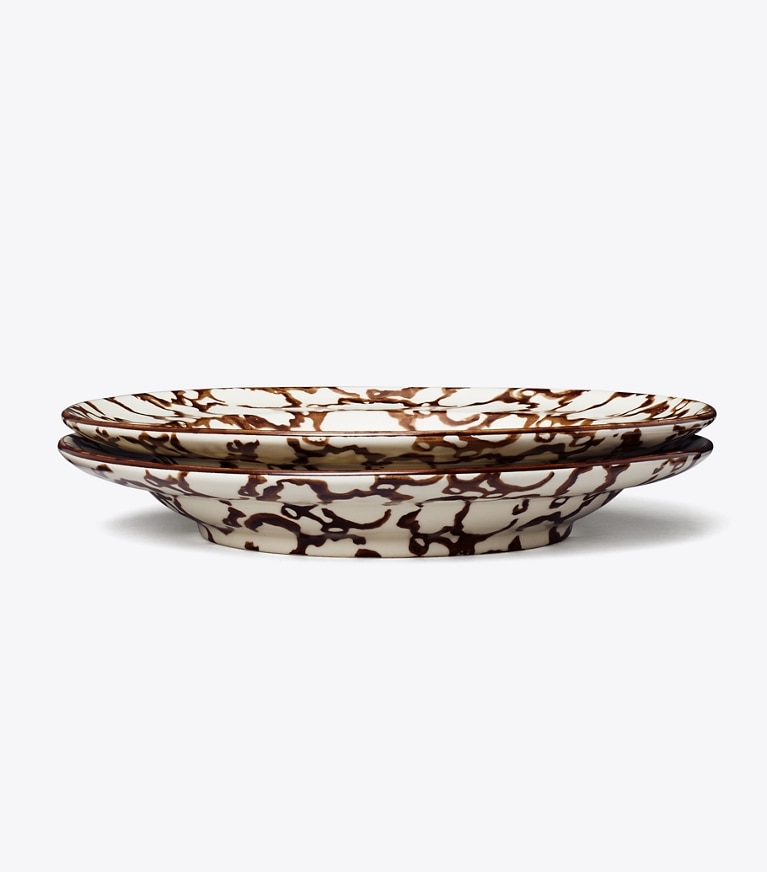Tory Burch designer tabletop & drinkware Spongeware Rim Soup Bowl, Set of 2 in Brown / Smoke front