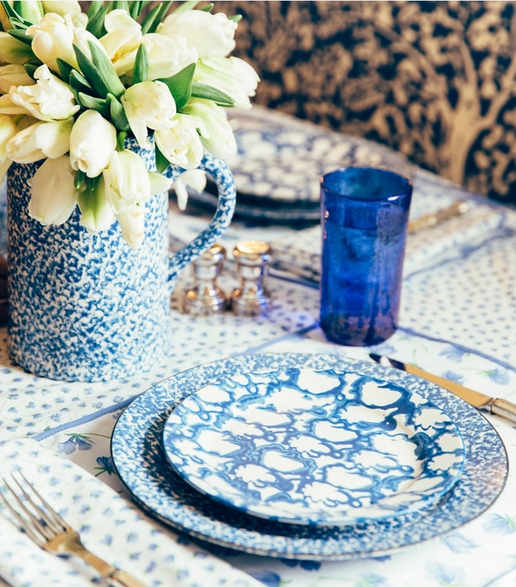 Tory Burch designer tabletop & drinkware Spongeware Salad Plate, Set of 4 in Smoke Ring editorial