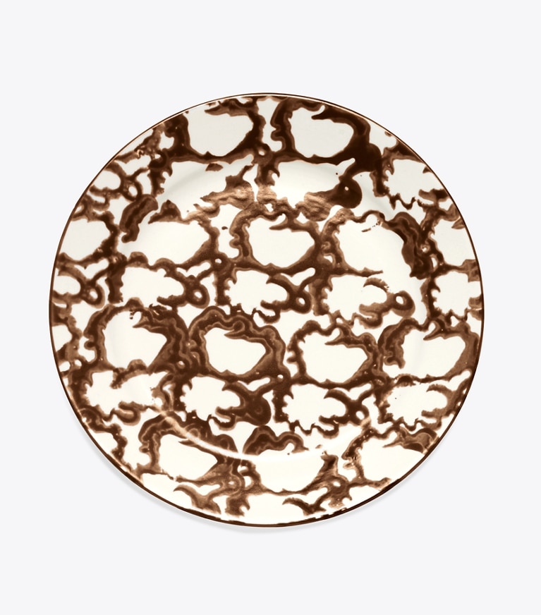 Tory Burch designer tabletop & drinkware Spongeware Salad Plate, Set of 4 in Brown/Smoke Ring front