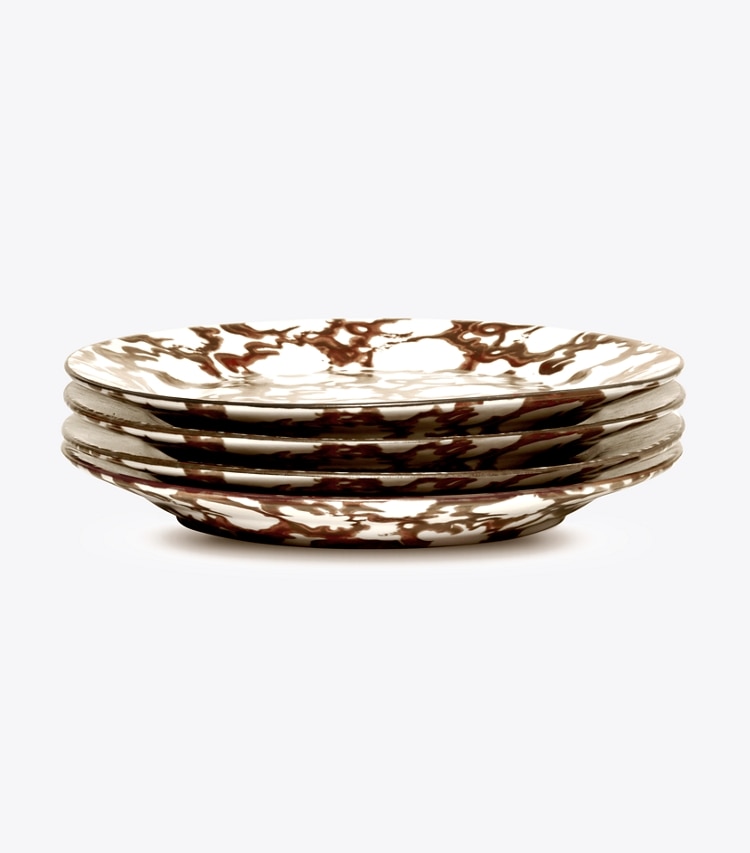 Tory Burch designer tabletop & drinkware Spongeware Salad Plate, Set of 4 in Brown/Smoke Ring group