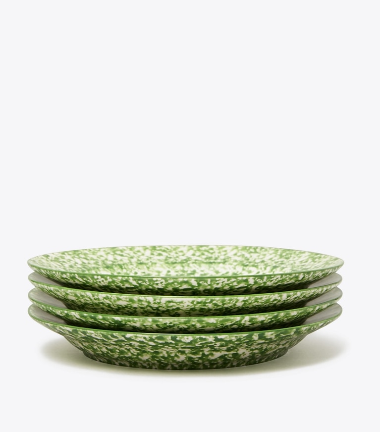 Tory Burch designer tabletop & drinkware Spongeware Salad Plate, Set of 4 in Green/Sponge front
