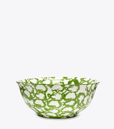 Tory Burch designer tabletop & drinkware Spongeware Serving Bowl in Green/Smoke front