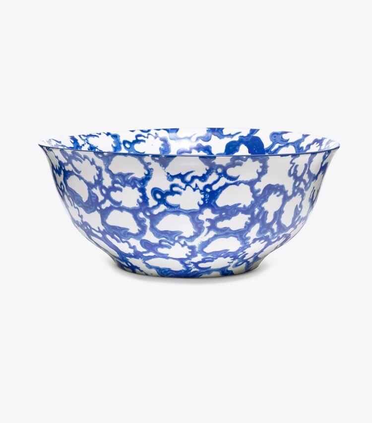 Tory Burch designer tabletop & drinkware Spongeware Serving Bowl in Smoke Ring front