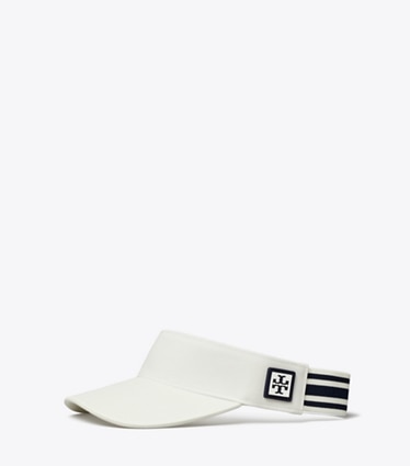 Tory Burch designer hats Sport Visor in Snow White angle