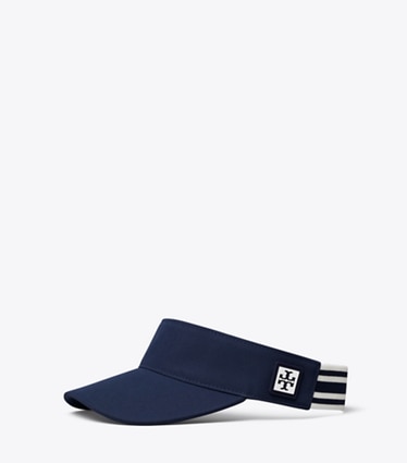 Tory Burch designer hats Sport Visor in Tory Navy angle