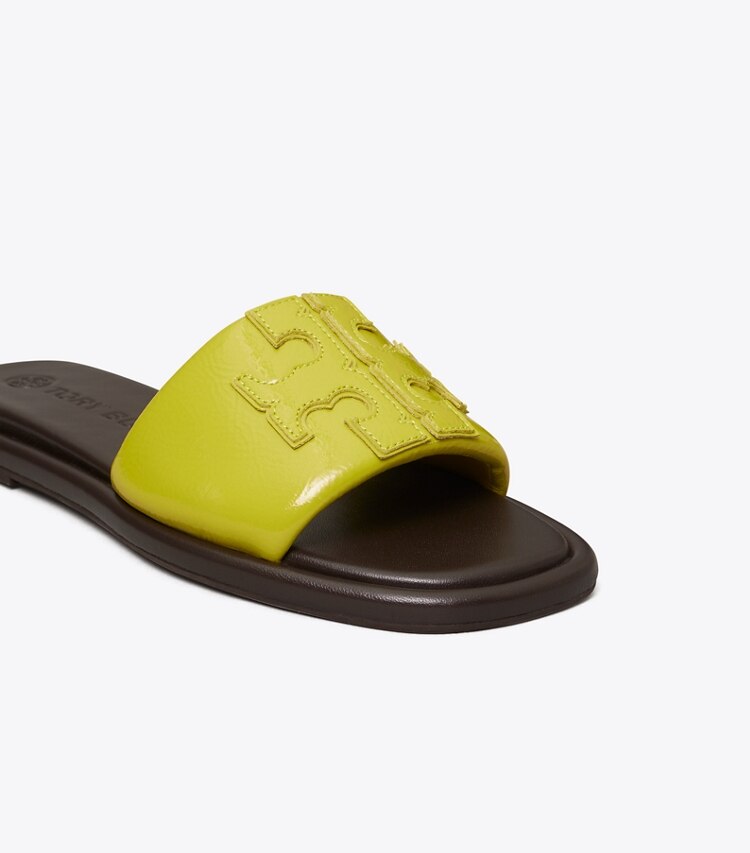 Tory Burch designer sandalen Sportslide mit Doppel-T in LIME / COCO detail
