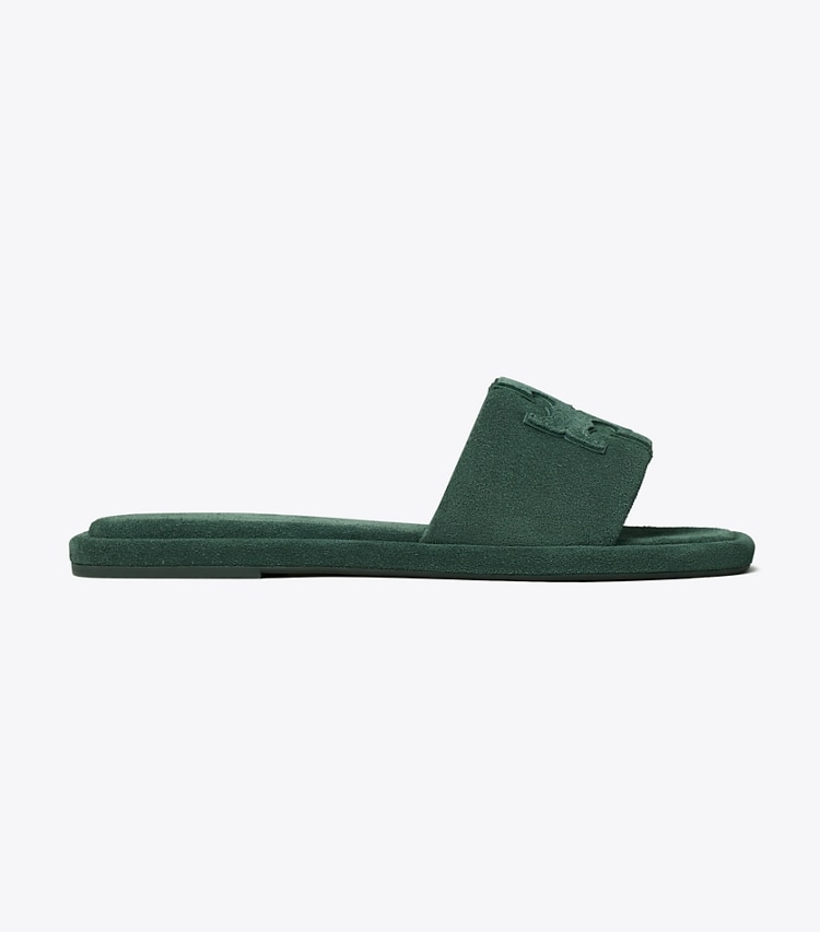 Tory Burch designer sandalen Sportslide mit Doppel-T in WARM TEAL / WARM TEAL side