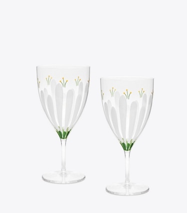 Tory Burch designer tabletop & drinkware Spring Meadow Water Glass, Set of 2 in Clear group