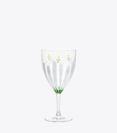 Tory Burch designer tabletop & drinkware Spring Meadow Wine Glass, Set of 2 in Clear/Multi front