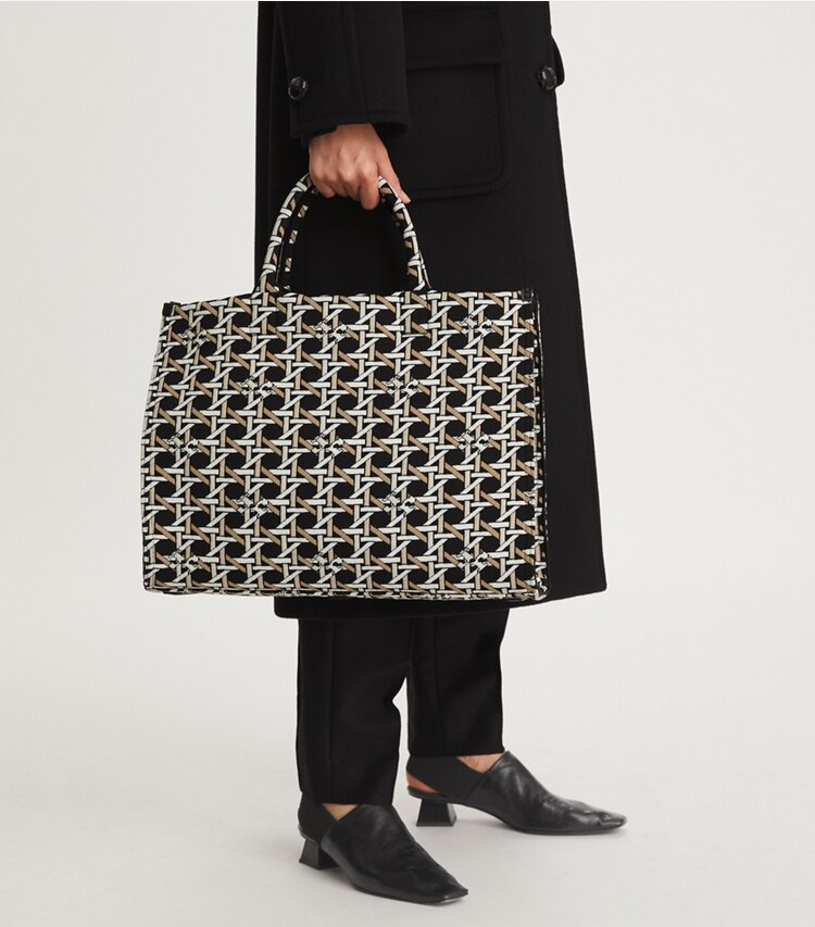 Shop Tory Burch Small Ever-Ready Basketweave Print Tote Bag