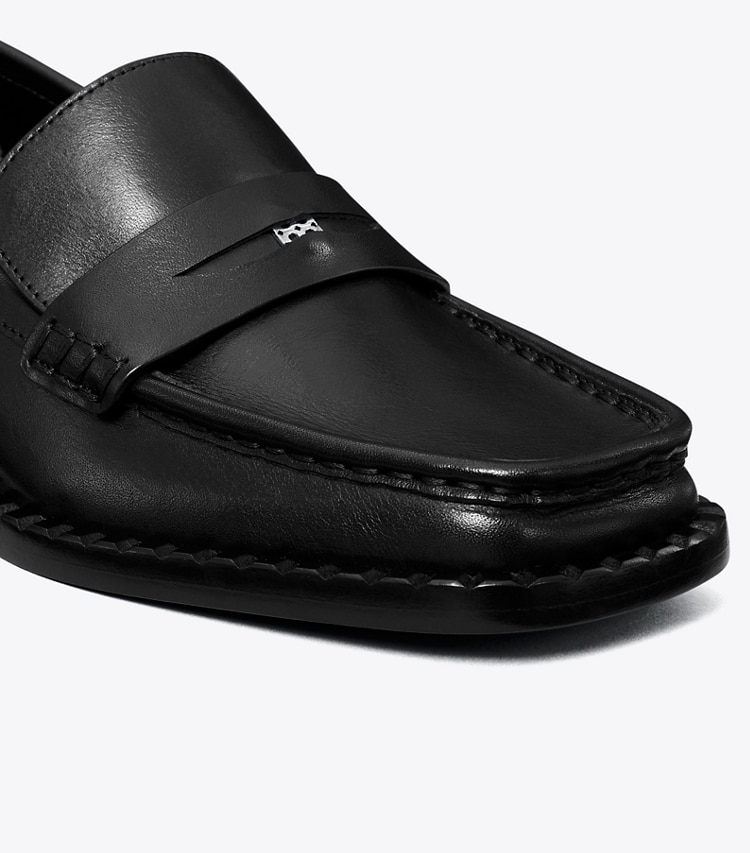 Tory Burch designer flats Square-Toe Loafer in PERFECT BLACK detail