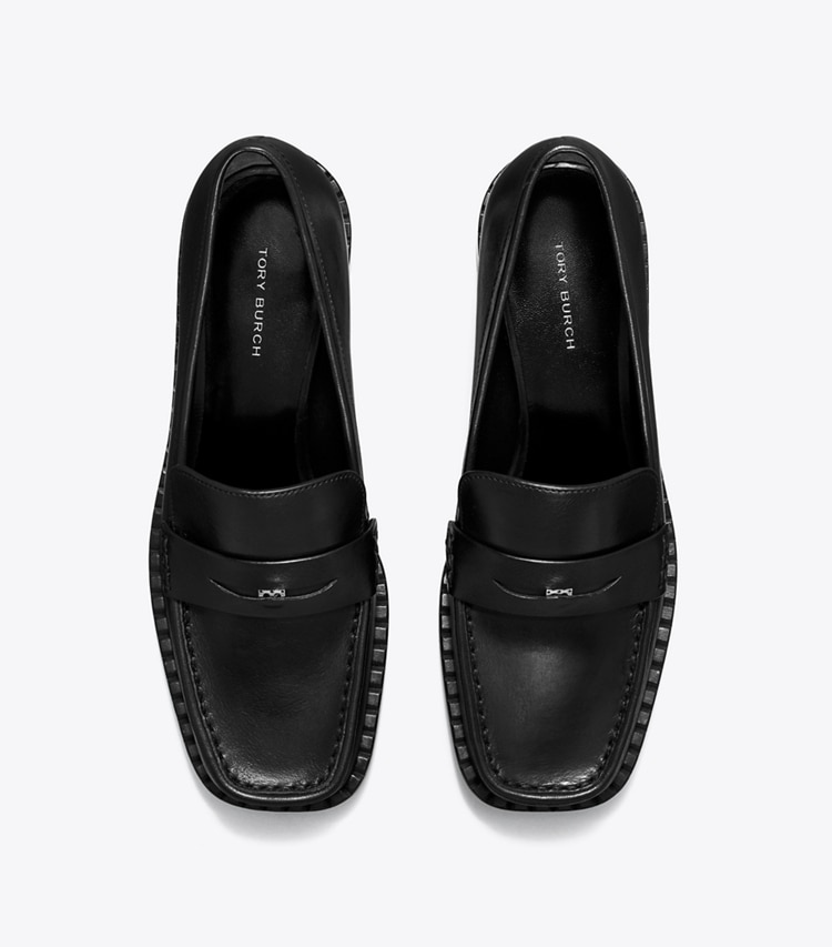 Tory Burch designer flats Square-Toe Loafer in PERFECT BLACK overhead