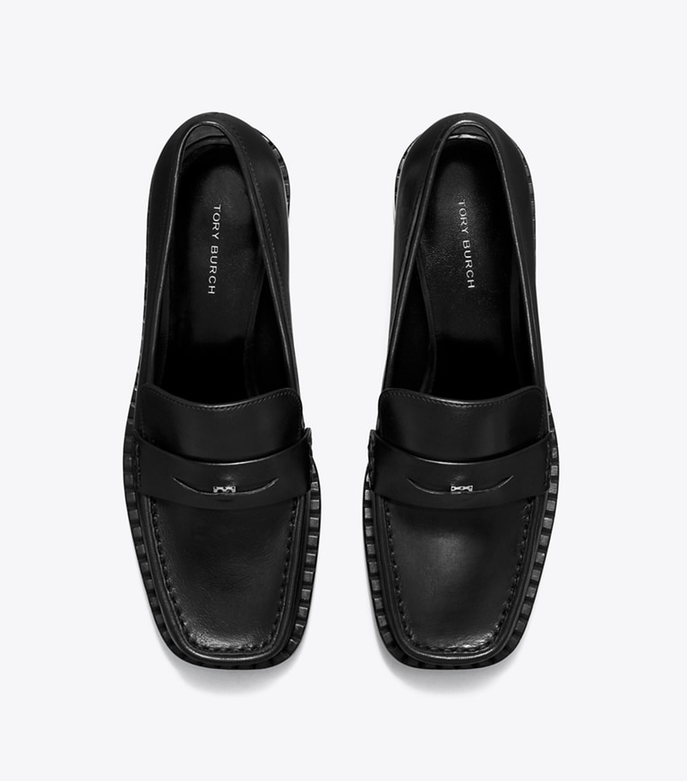 Tory Burch designer flats Square-Toe Loafer in PERFECT BLACK angle