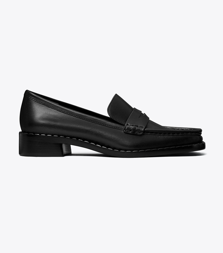 Tory Burch designer flats Square-Toe Loafer in PERFECT BLACK side