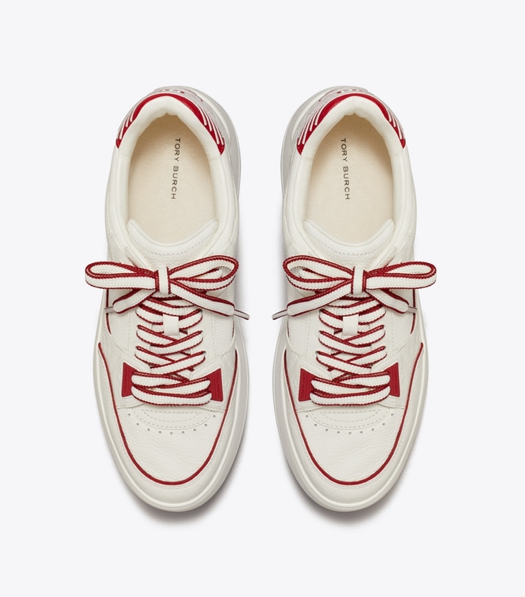 Tory Burch designer スニーカー ステージ スニーカー in BLANC / BLANC / TORY RED angle