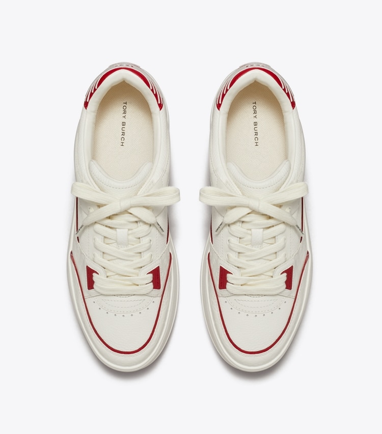 Tory Burch designer スニーカー ステージ スニーカー in BLANC / BLANC / TORY RED オーバーヘッド