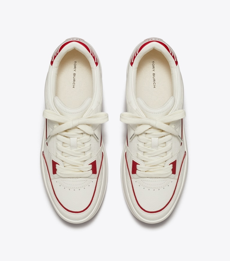 Tory Burch designer スニーカー ステージ スニーカー in BLANC / BLANC / TORY RED angle