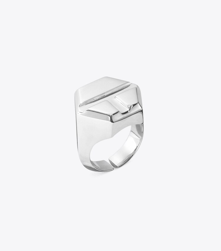 Tory Burch designer rings Sterling Silver Screw-Top Ring in Silver angle