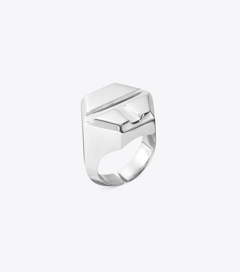 Tory Burch designer rings Sterling Silver Screw-Top Ring in Silver angle