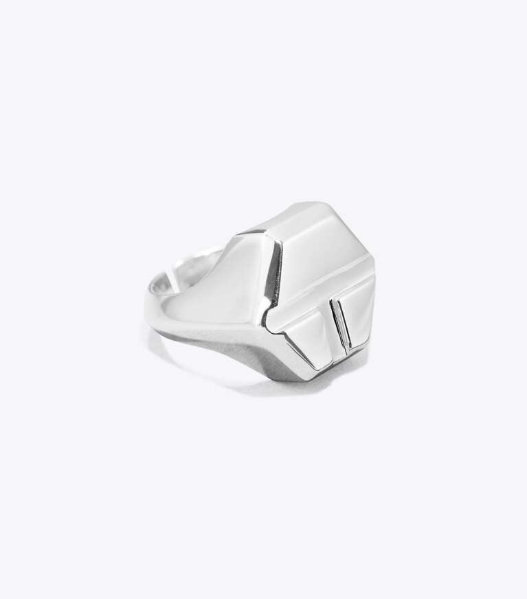 Tory Burch designer rings Sterling Silver Screw-Top Ring in Silver angle