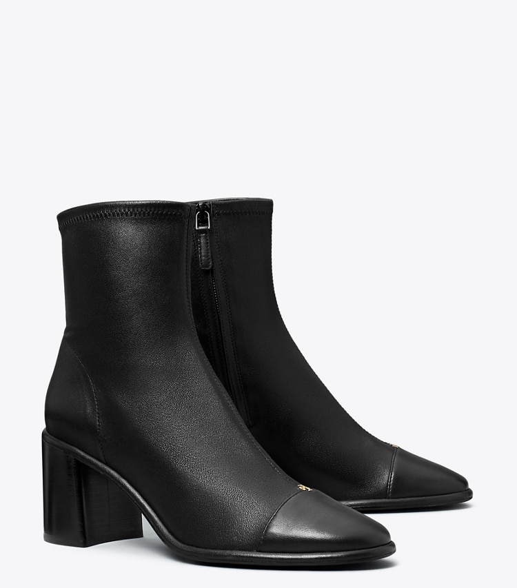 Tory Burch designer stivaletti Stivaletto alla caviglia con tacco e a punta a contrasto in PERFECT BLACK angle
