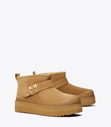 Tory Burch designer stivale Stivaletto Mellow con plateau in CHESTNUT / GOLD angle