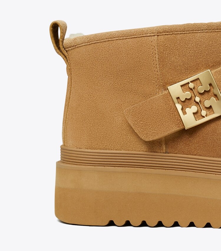 Tory Burch designer stivale Stivaletto Mellow con plateau in CHESTNUT / GOLD dettaglio