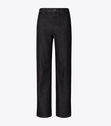 Tory Burch designer ボトムス ストレート レッグ ジーンズ in Rinse Wash Black Denim front