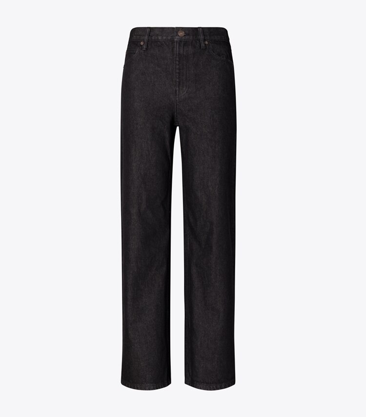 Tory Burch designer ボトムス ストレート レッグ ジーンズ in Rinse Wash Black Denim front