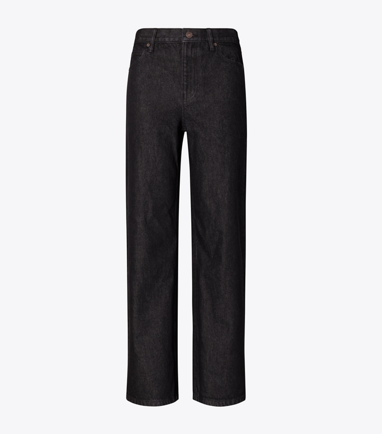 Tory Burch designer ボトムス ストレート レッグ ジーンズ in Rinse Wash Black Denim front