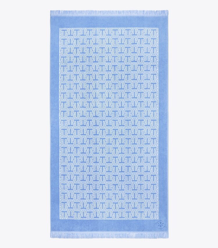 Tory Burch designer strandtücher Strandhandtuch mit T-Kachelmuster in Blue Bird front