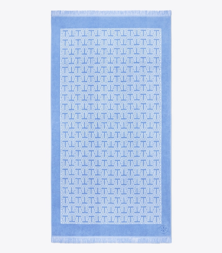 Tory Burch designer strandtücher Strandhandtuch mit T-Kachelmuster in Blue Bird front