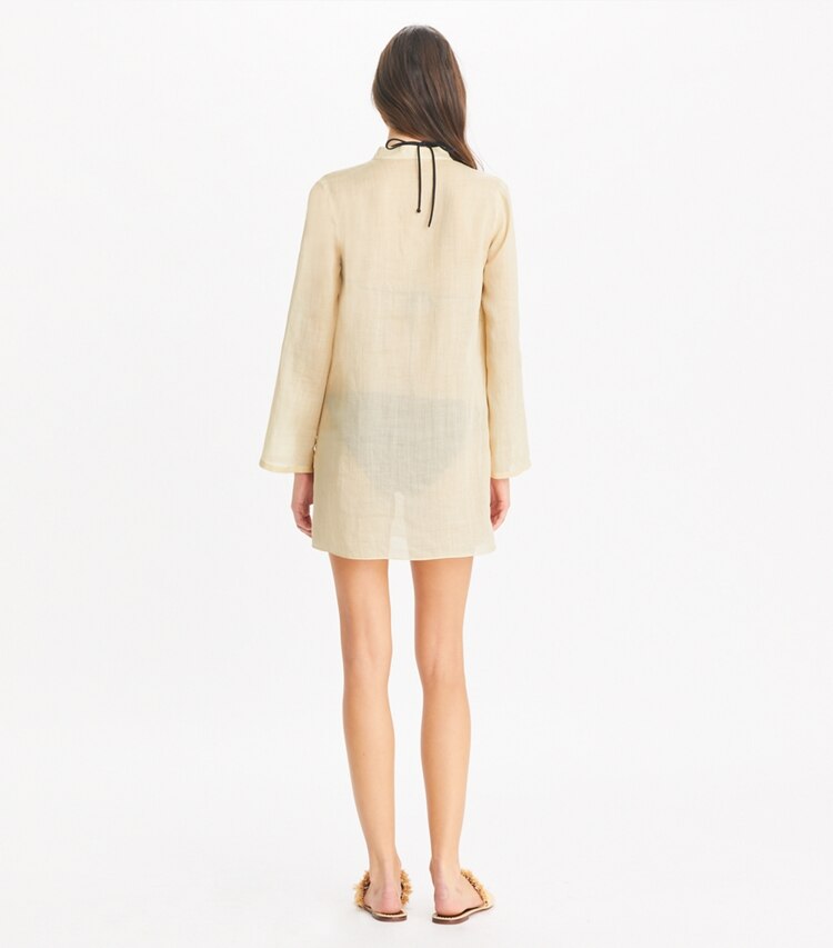Tory Burch designer strandmode Strandhemd aus Ramie in Birch on model back