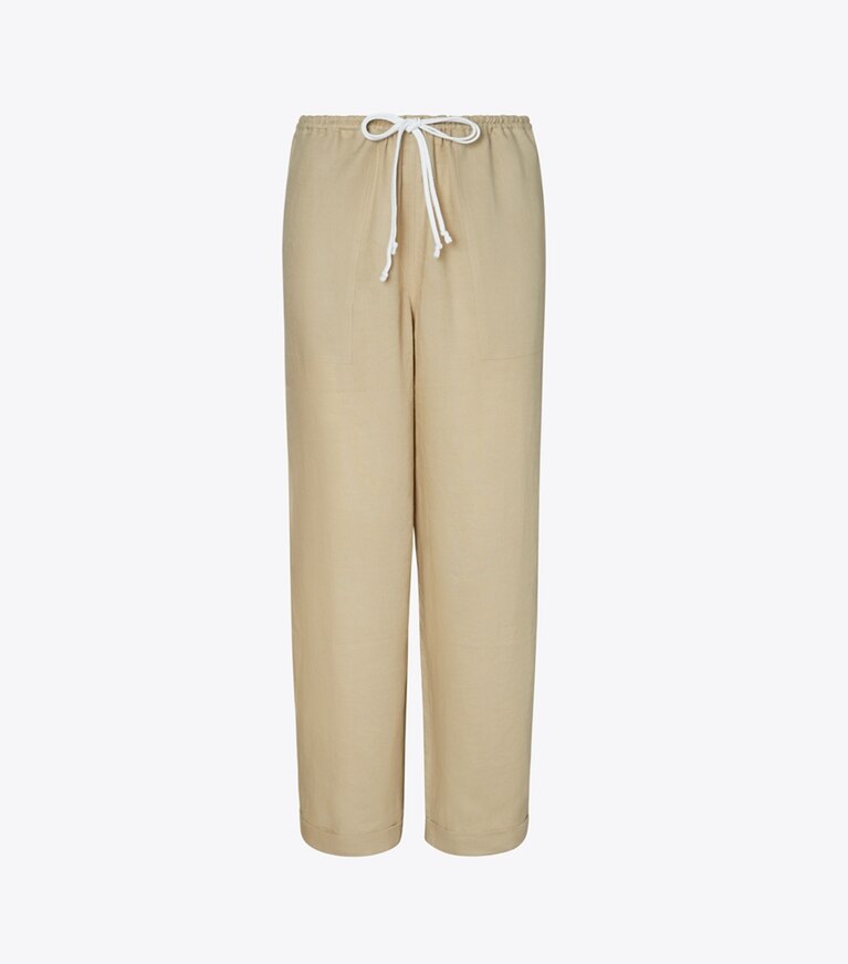 Tory Burch designer strandmode Strandhose aus Leinen in Sandpiper front
