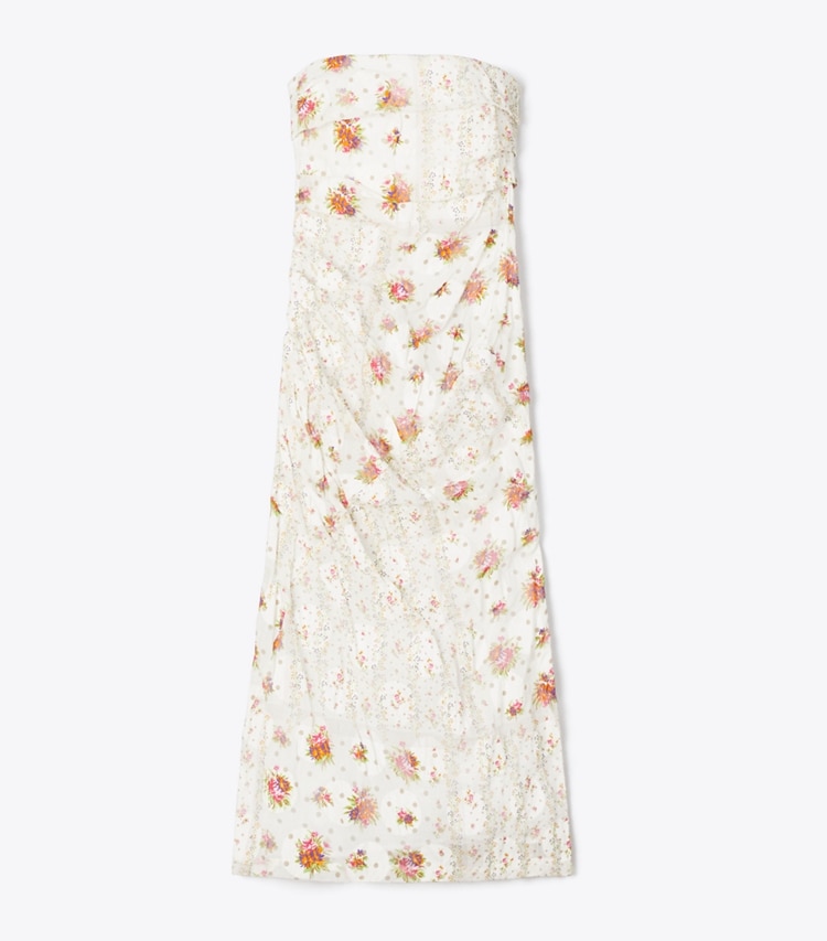 Tory Burch designer dresses Strapless Cotton Jacquard Dress in Multi Floral front