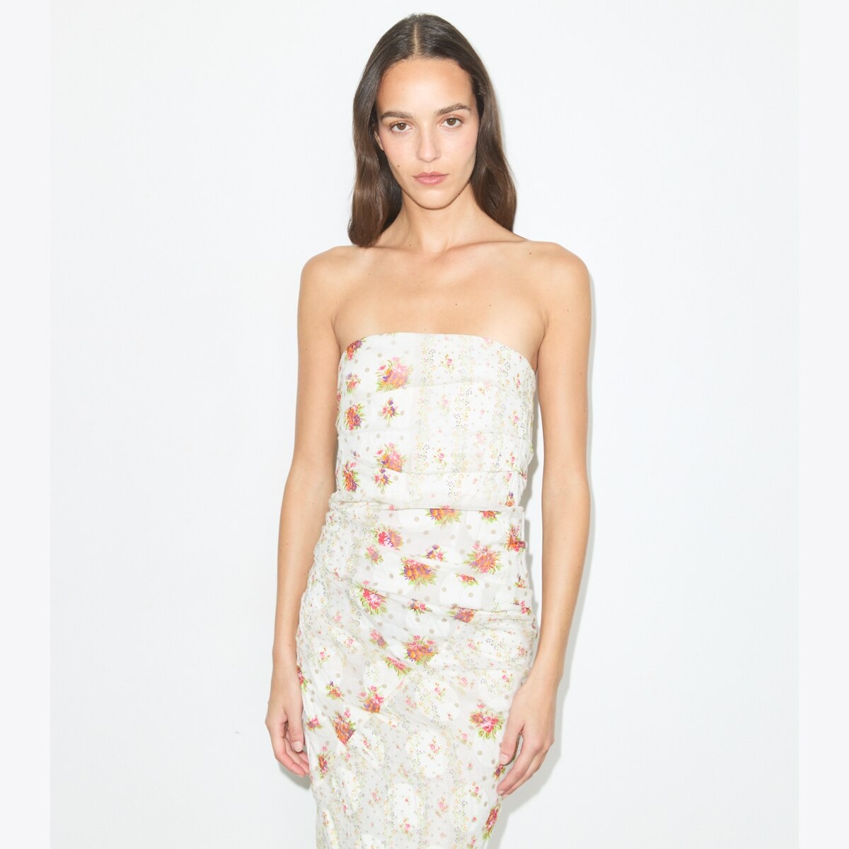Tory Burch Women's Strapless Cotton Jacquard Dress in Multi Floral, size 8