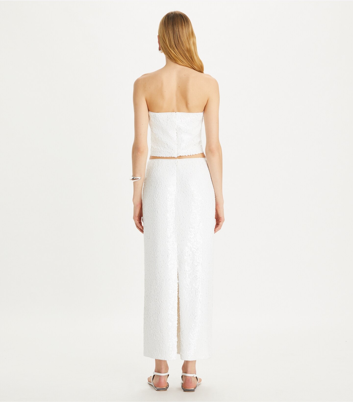 Strapless Sequins Mesh Top