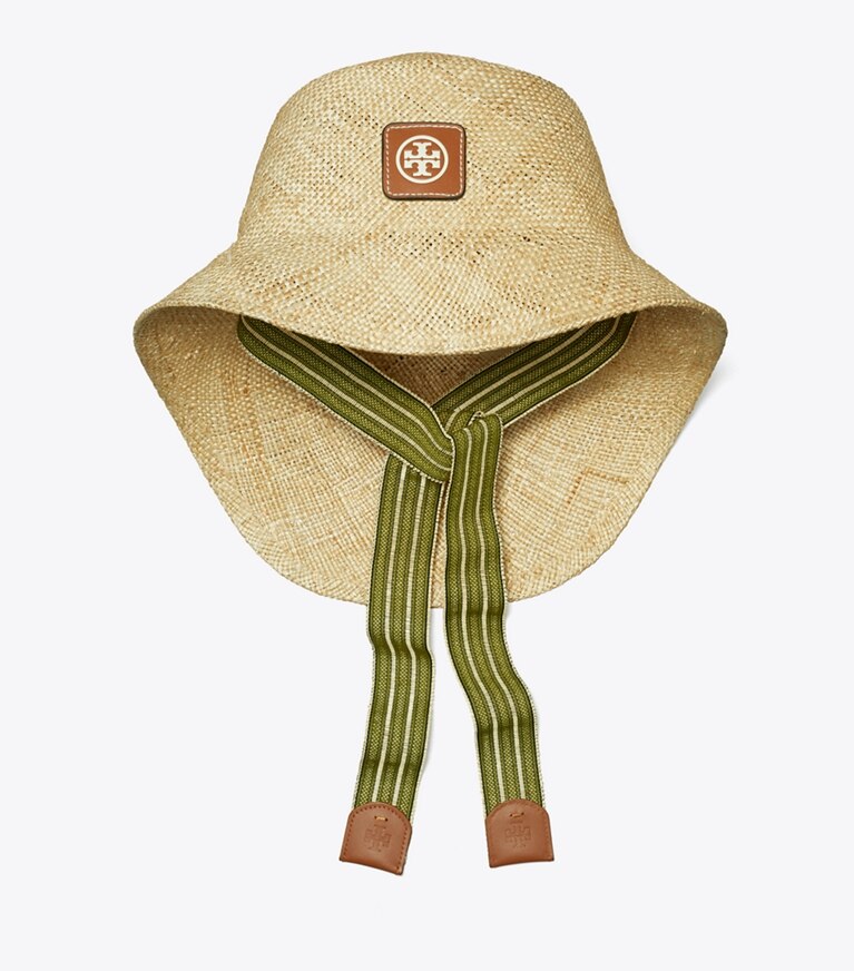 Tory Burch designer hats Straw Bucket Hat in Natural angle