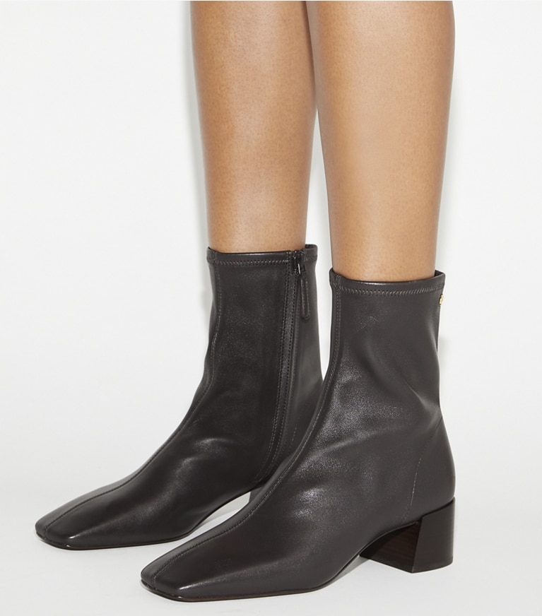 Tory Burch designer ankle boots Stretch Ankle Boot in COCOA angle