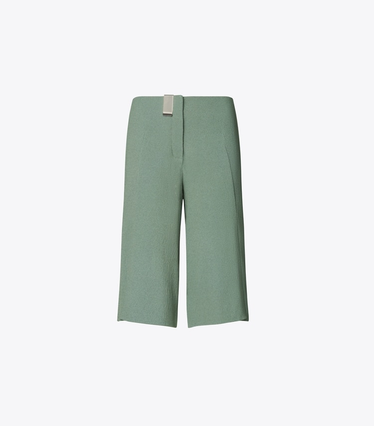 Tory Burch designer bottoms Stretch Crepe Pant in Green Eucalyptus front