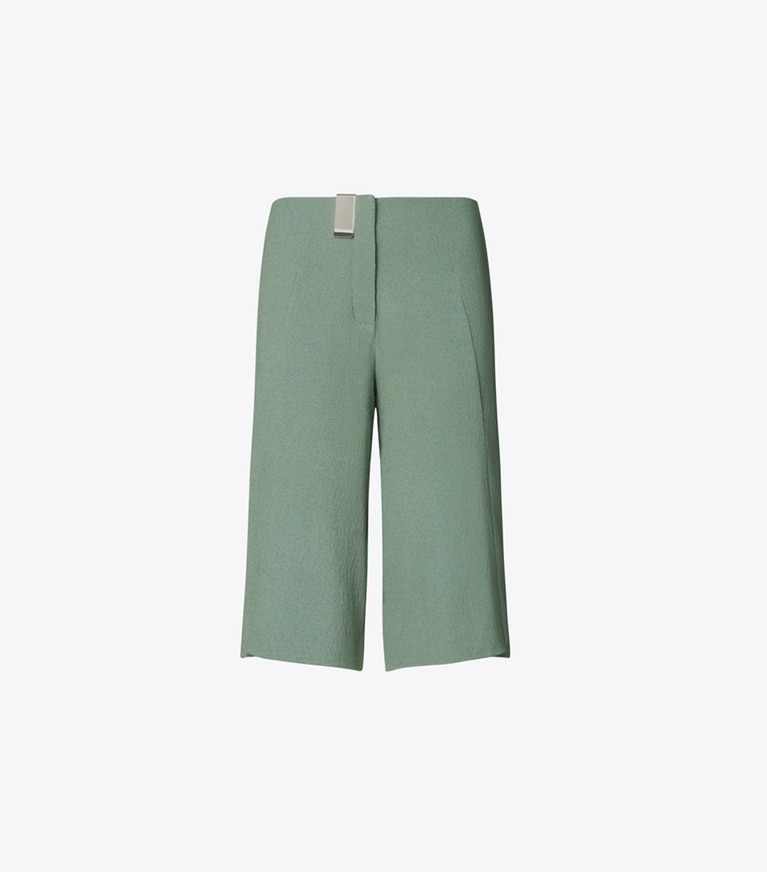Tory Burch designer bottoms Stretch Crepe Pant in Green Eucalyptus front