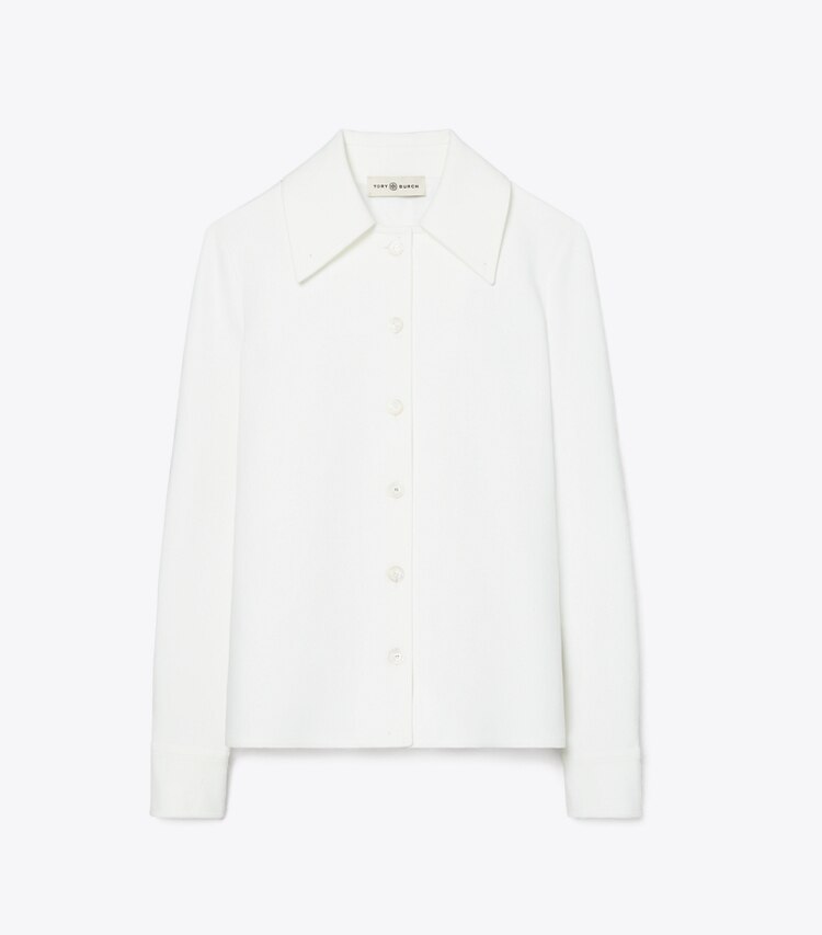 Tory Burch designer tops Stretch Crepe Shirt in White front